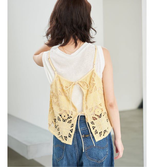 SLOBE IENA「Indiaスクエア刺繍キャミ」|キャミソール|