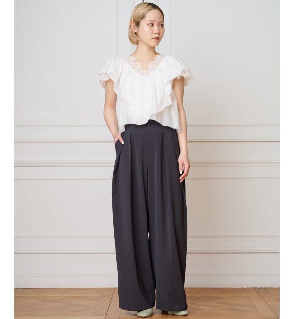 IENA LA BOUCLE「《追加》IENA LA BOUCLE レース Vネックブラウス」|シャツ・ブラウス|