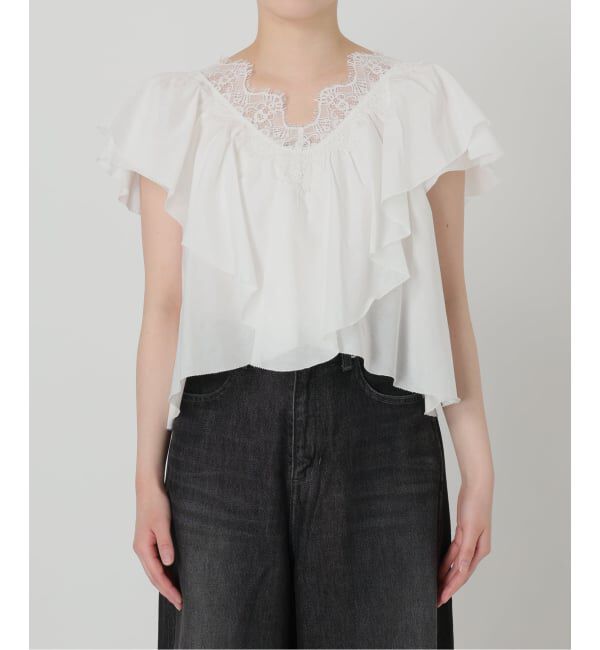 IENA LA BOUCLE「《追加》IENA LA BOUCLE レース Vネックブラウス」|シャツ・ブラウス|