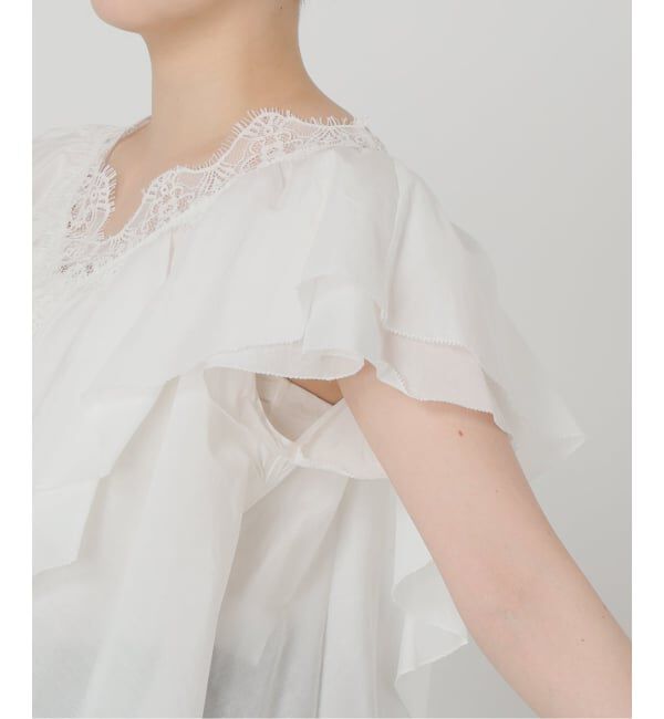 IENA LA BOUCLE「《追加》IENA LA BOUCLE レース Vネックブラウス」|シャツ・ブラウス|