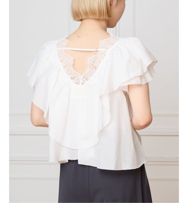 IENA LA BOUCLE「《追加》IENA LA BOUCLE レース Vネックブラウス」|シャツ・ブラウス|