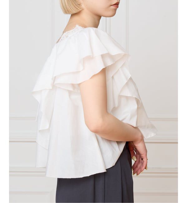IENA LA BOUCLE「《追加》IENA LA BOUCLE レース Vネックブラウス」|シャツ・ブラウス|
