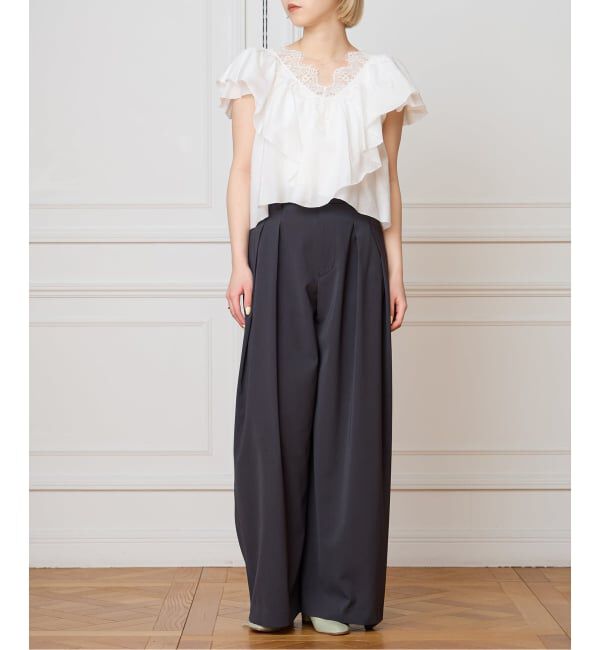 IENA LA BOUCLE「《追加》IENA LA BOUCLE レース Vネックブラウス」|シャツ・ブラウス|
