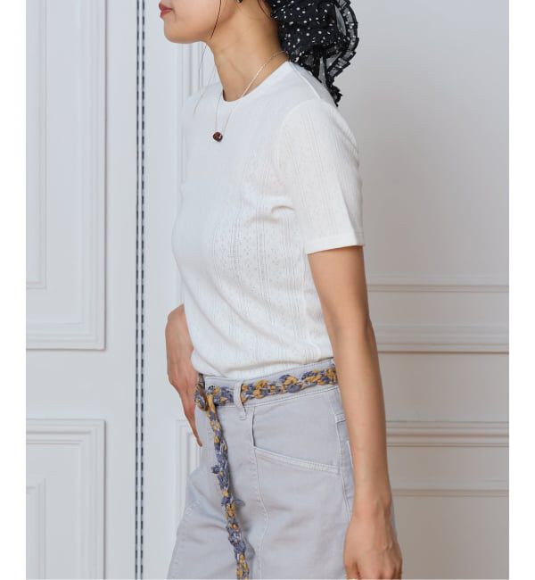 IENA LA BOUCLE「IENA LA BOUCLE アイレットメッシュクルーネックTシャツ」|Tシャツ・カットソー|