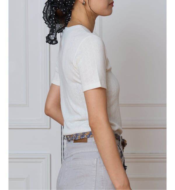 IENA LA BOUCLE「IENA LA BOUCLE アイレットメッシュクルーネックTシャツ」|Tシャツ・カットソー|