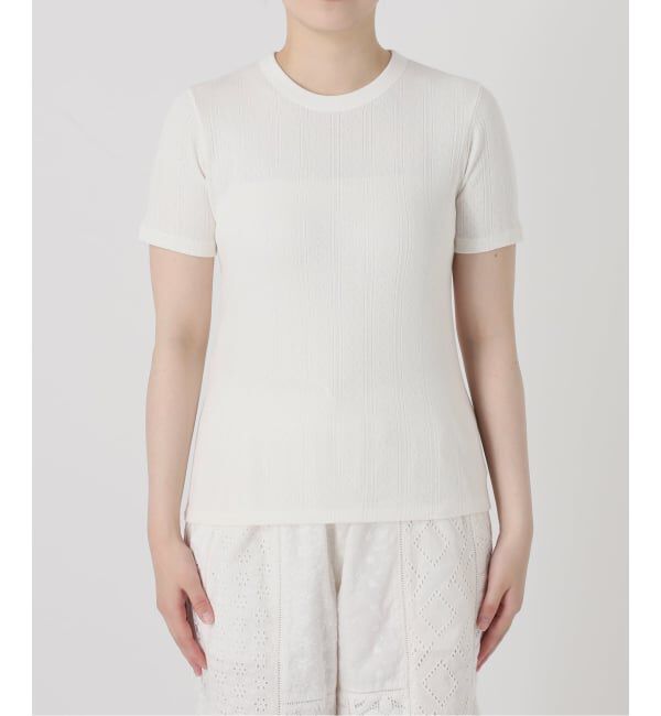 IENA LA BOUCLE「IENA LA BOUCLE アイレットメッシュクルーネックTシャツ」|Tシャツ・カットソー|