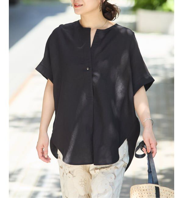JOURNAL STANDARD「レーヨン麻ノーカラーブラウス」|シャツ・ブラウス|