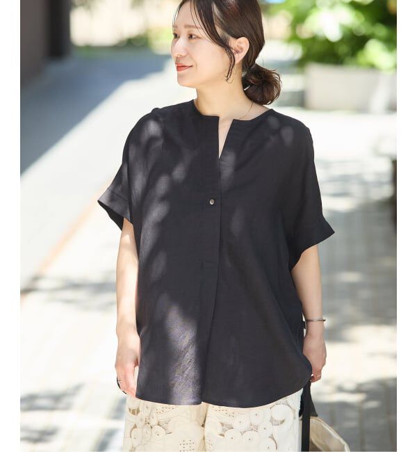 JOURNAL STANDARD「レーヨン麻ノーカラーブラウス」|シャツ・ブラウス|