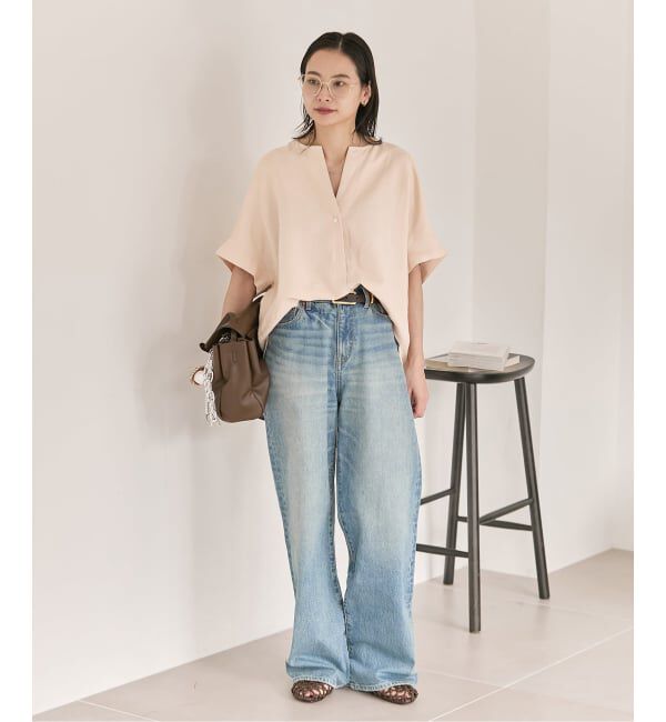 JOURNAL STANDARD「レーヨン麻ノーカラーブラウス」|シャツ・ブラウス|
