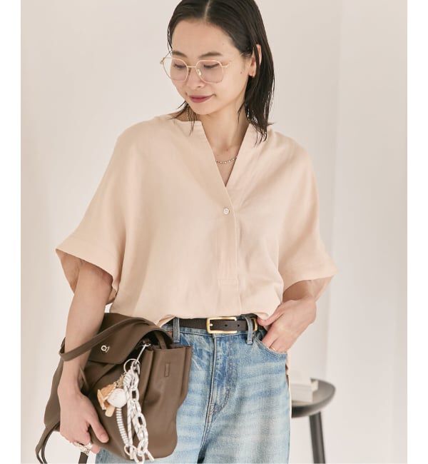JOURNAL STANDARD「レーヨン麻ノーカラーブラウス」|シャツ・ブラウス|