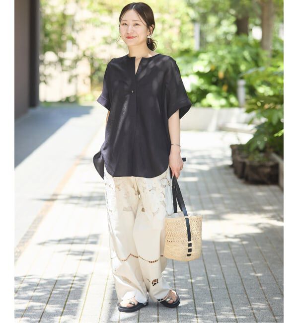 JOURNAL STANDARD「レーヨン麻ノーカラーブラウス」|シャツ・ブラウス|