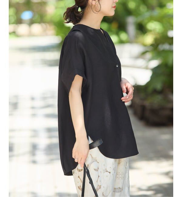 JOURNAL STANDARD「レーヨン麻ノーカラーブラウス」|シャツ・ブラウス|