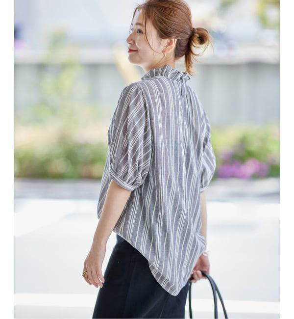 JOURNAL STANDARD「《追加》ボイルストライプフリル襟ブラウス」|シャツ・ブラウス|