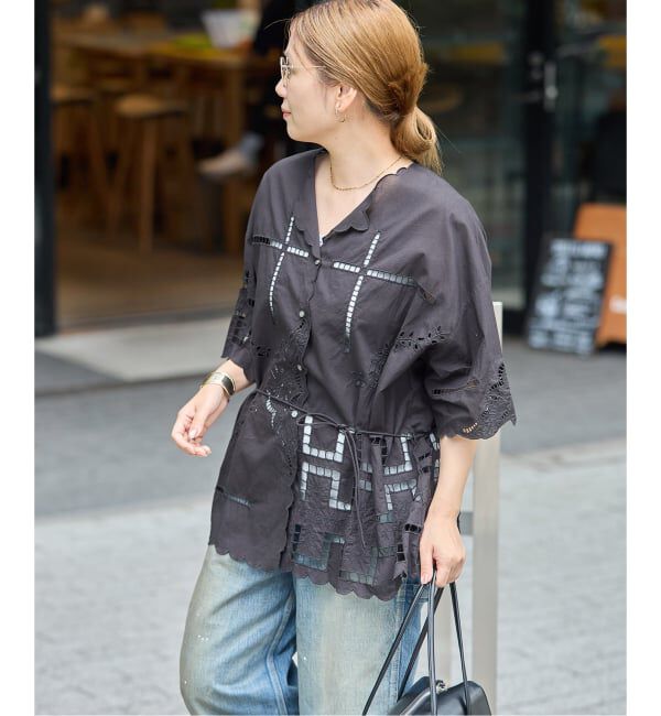 JOURNAL STANDARD「INDIA カットワークレース ブラウス」|シャツ・ブラウス|ブラック