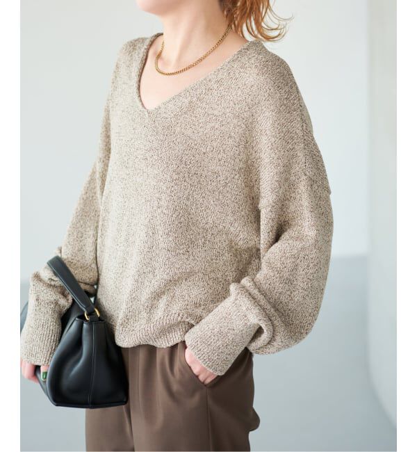 Spick and Span「レーヨンペーパーヤーンVネックプルオーバー」|ニット・セーター|