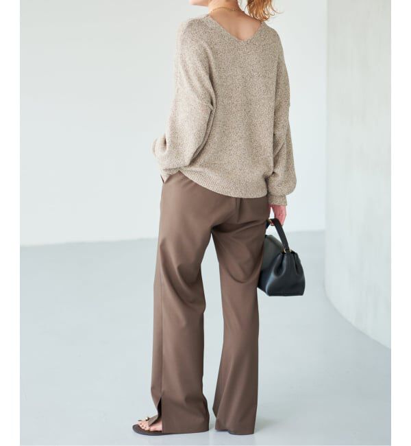 Spick and Span「レーヨンペーパーヤーンVネックプルオーバー」|ニット・セーター|