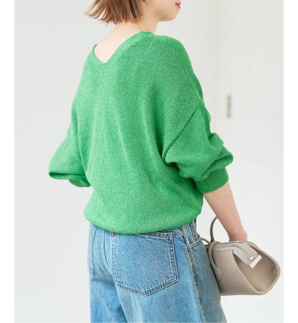 Spick and Span「レーヨンペーパーヤーンVネックプルオーバー」|ニット・セーター|