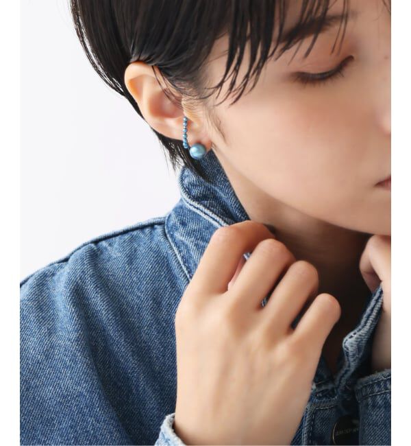 Lilas by Spick&Span「8mmインディゴパール1粒ピアス K10（両耳）」|ピアス|