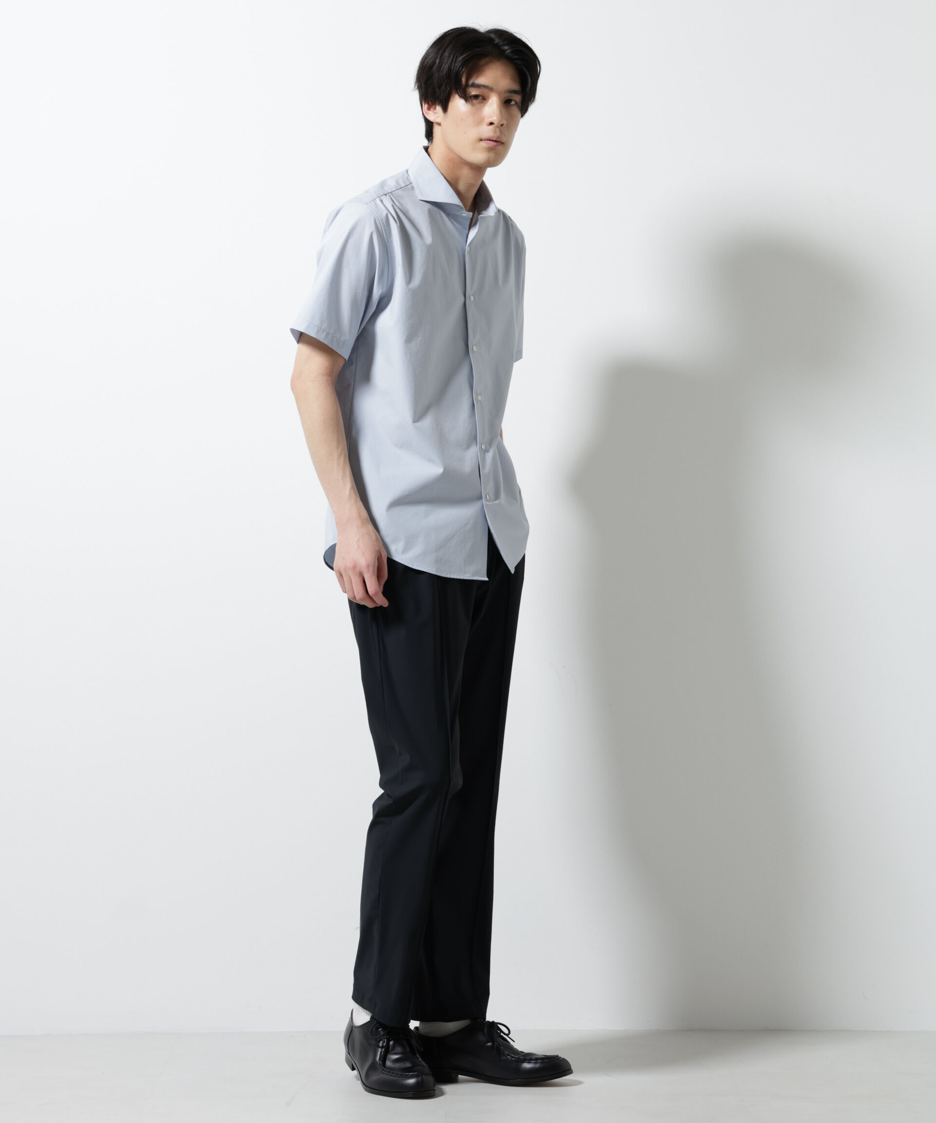NANO universe「「N shirt」 速乾 ホリゾンタルカラーシャツ半袖」|シャツ・ブラウス|