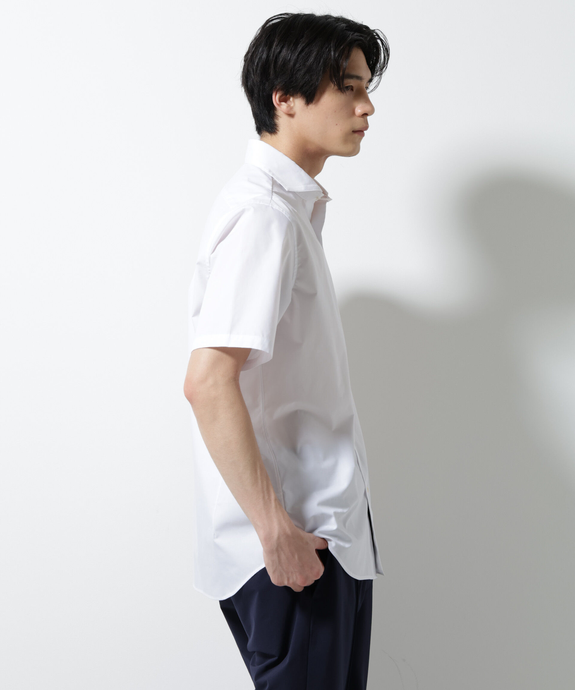 NANO universe「「N shirt」 速乾 ホリゾンタルカラーシャツ半袖」|シャツ・ブラウス|