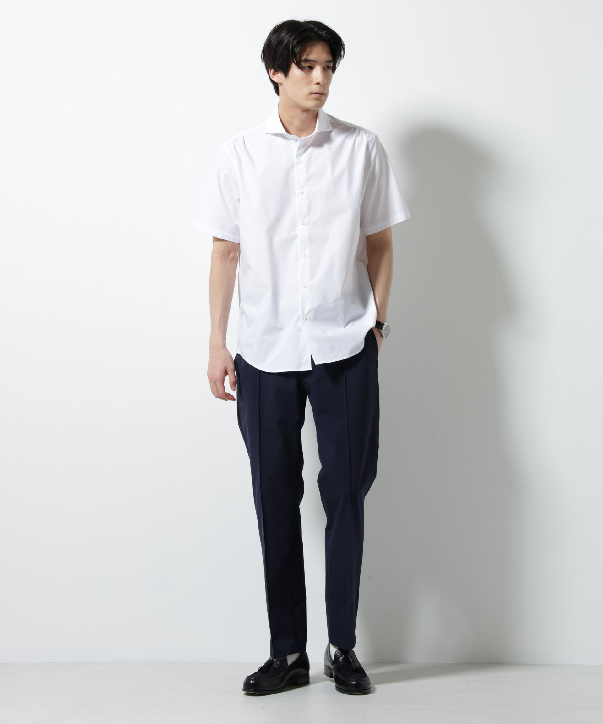 NANO universe「「N shirt」 速乾 ホリゾンタルカラーシャツ半袖」|シャツ・ブラウス|