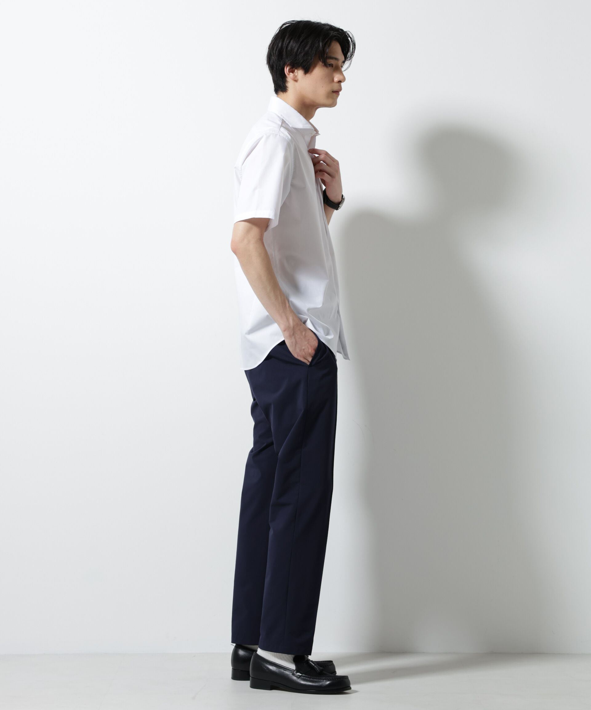 NANO universe「「N shirt」 速乾 ホリゾンタルカラーシャツ半袖」|シャツ・ブラウス|