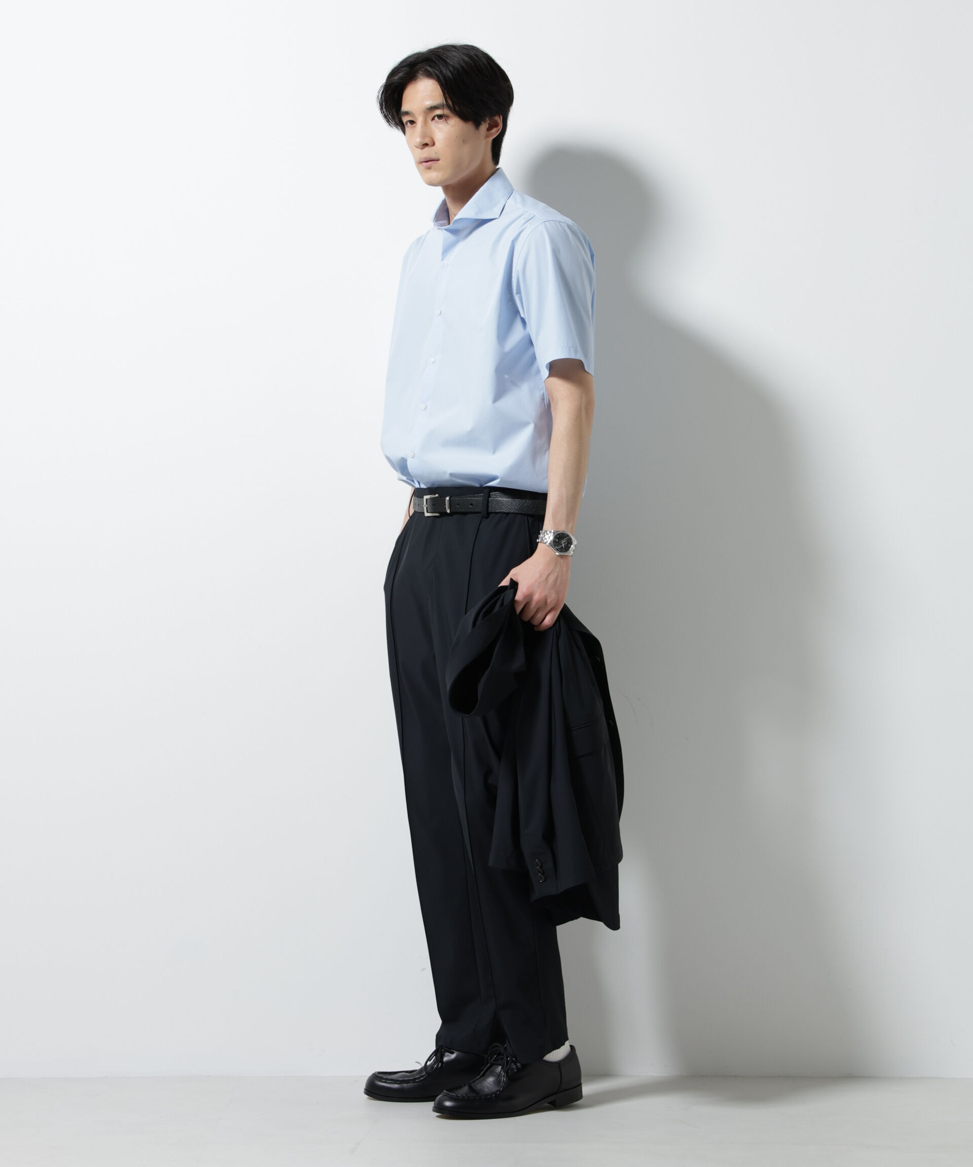 NANO universe「「N shirt」 速乾 ホリゾンタルカラーシャツ半袖」|シャツ・ブラウス|