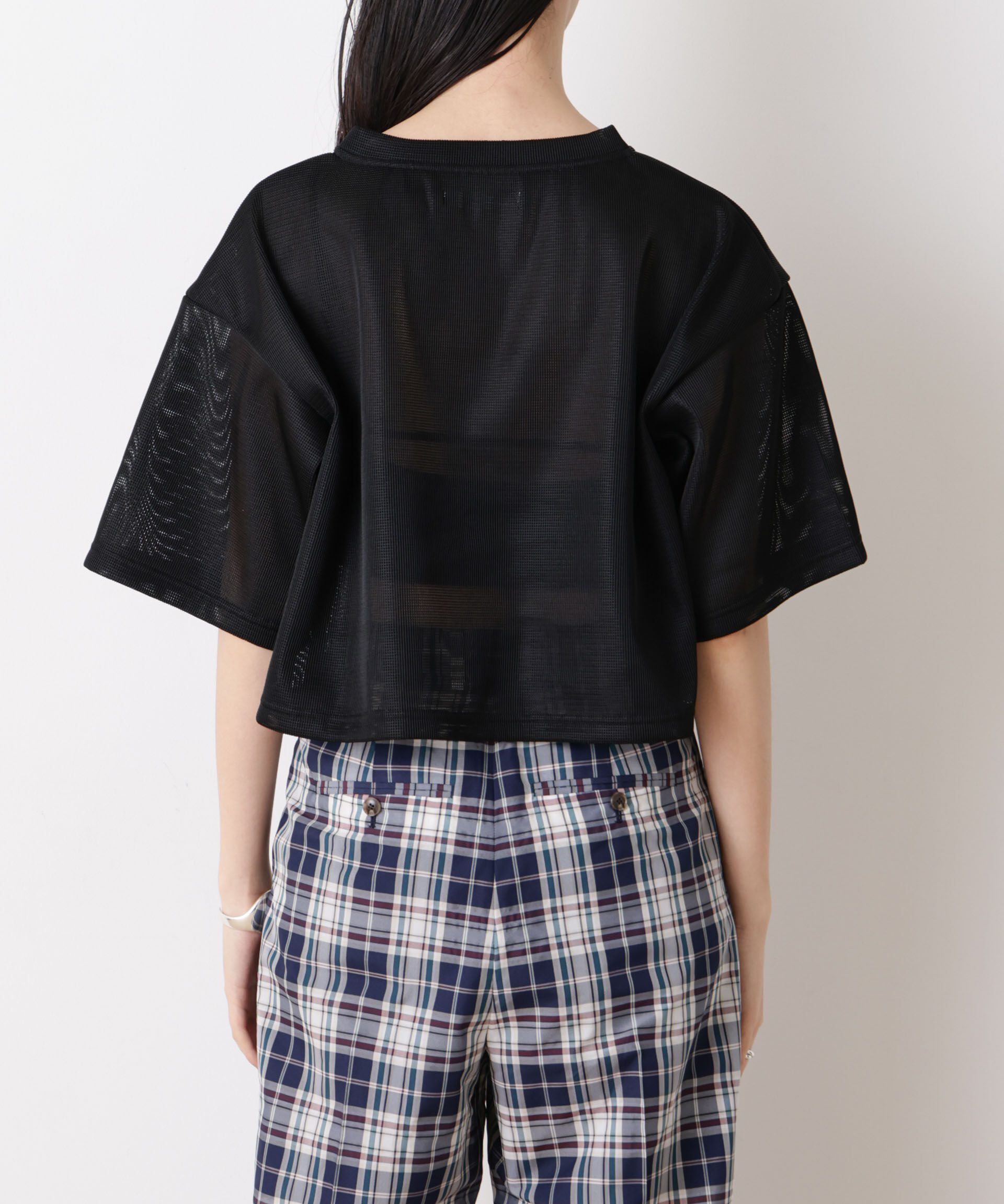 NANO universe「「STEVELOUR」シアーメッシュショートトップス(セットアップ可)」|Tシャツ・カットソー|