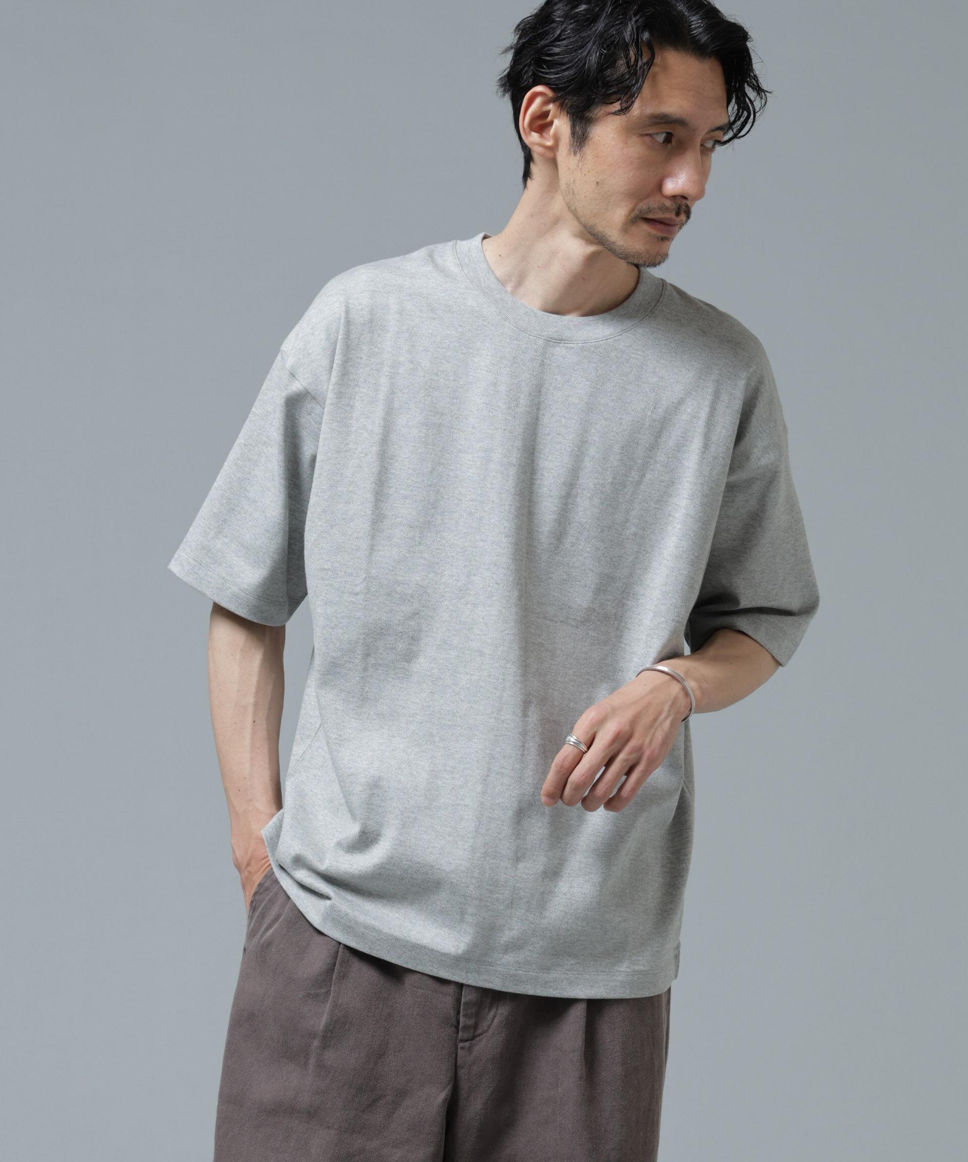 nano･universe「Anti Soaked(R) 汗染み防止 ミドルウェイト 7.1oz ビッグシルエットTシャツ」|Tシャツ・カットソー|トップグレー4