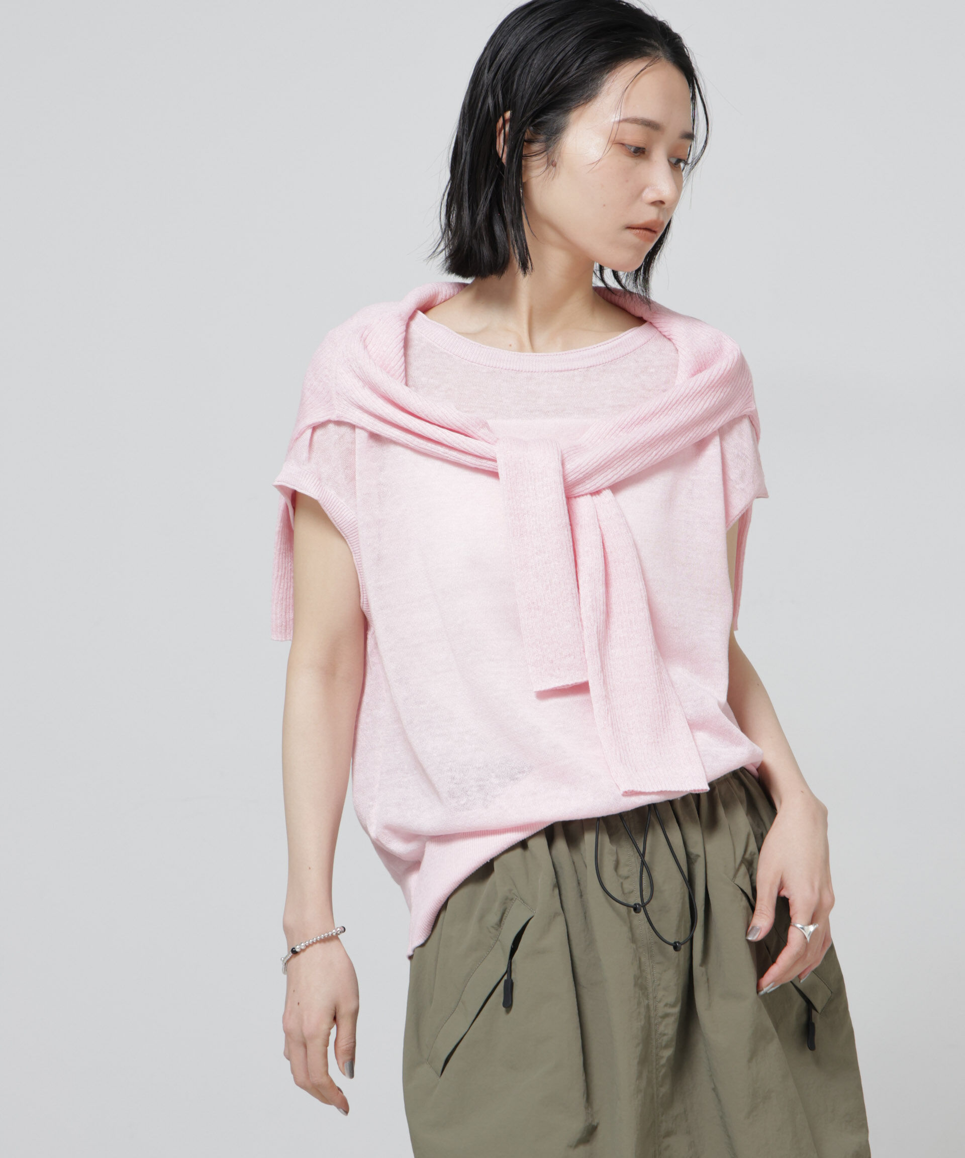 nano･universe「European Flax 2wayフレンチスリーブニット」|ニット・セーター|
