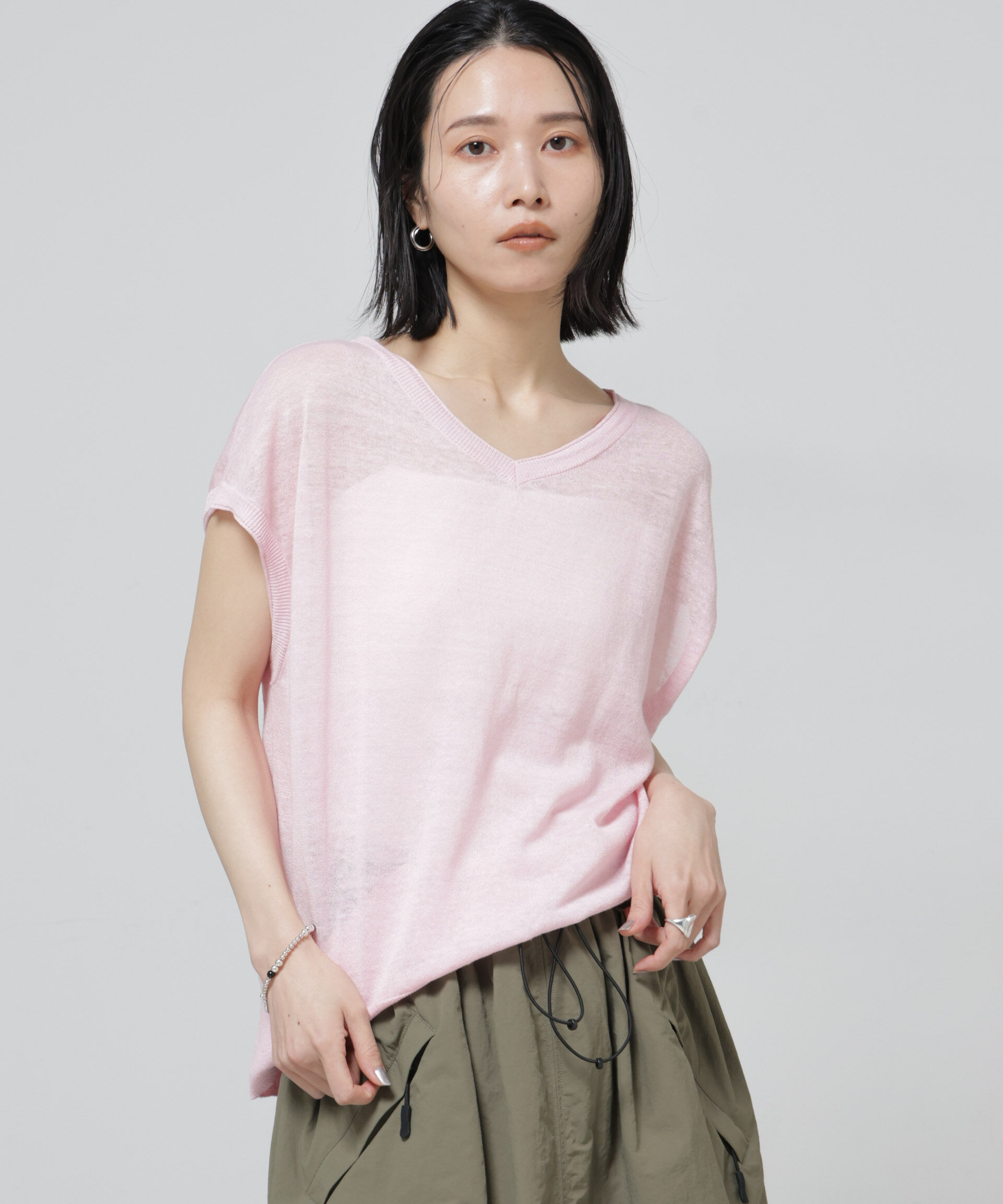 nano･universe「European Flax 2wayフレンチスリーブニット」|ニット・セーター|