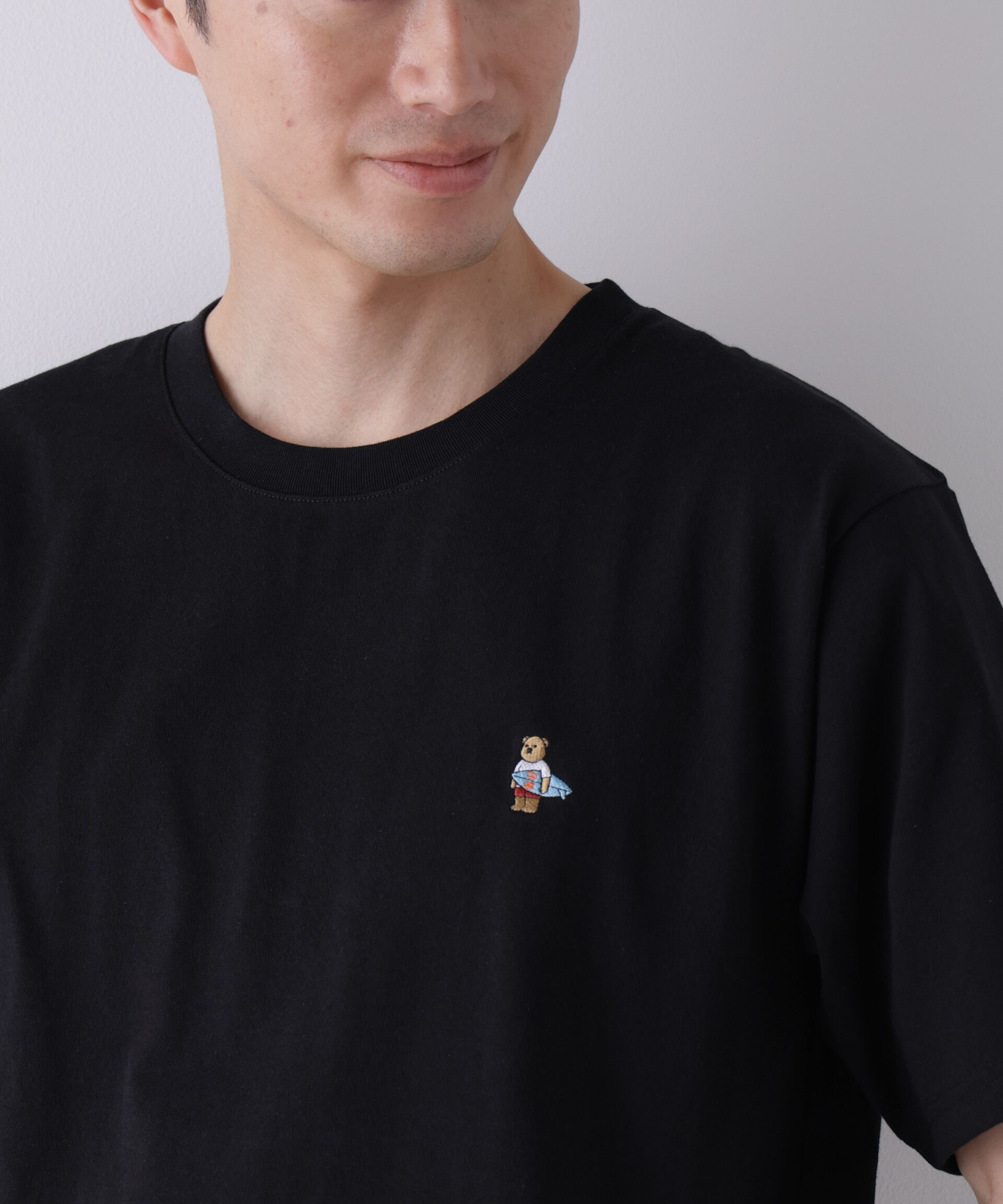 NANO universe「ナノベアCOOL Tシャツ 半袖2 サーフ」|Tシャツ・カットソー|ブラック