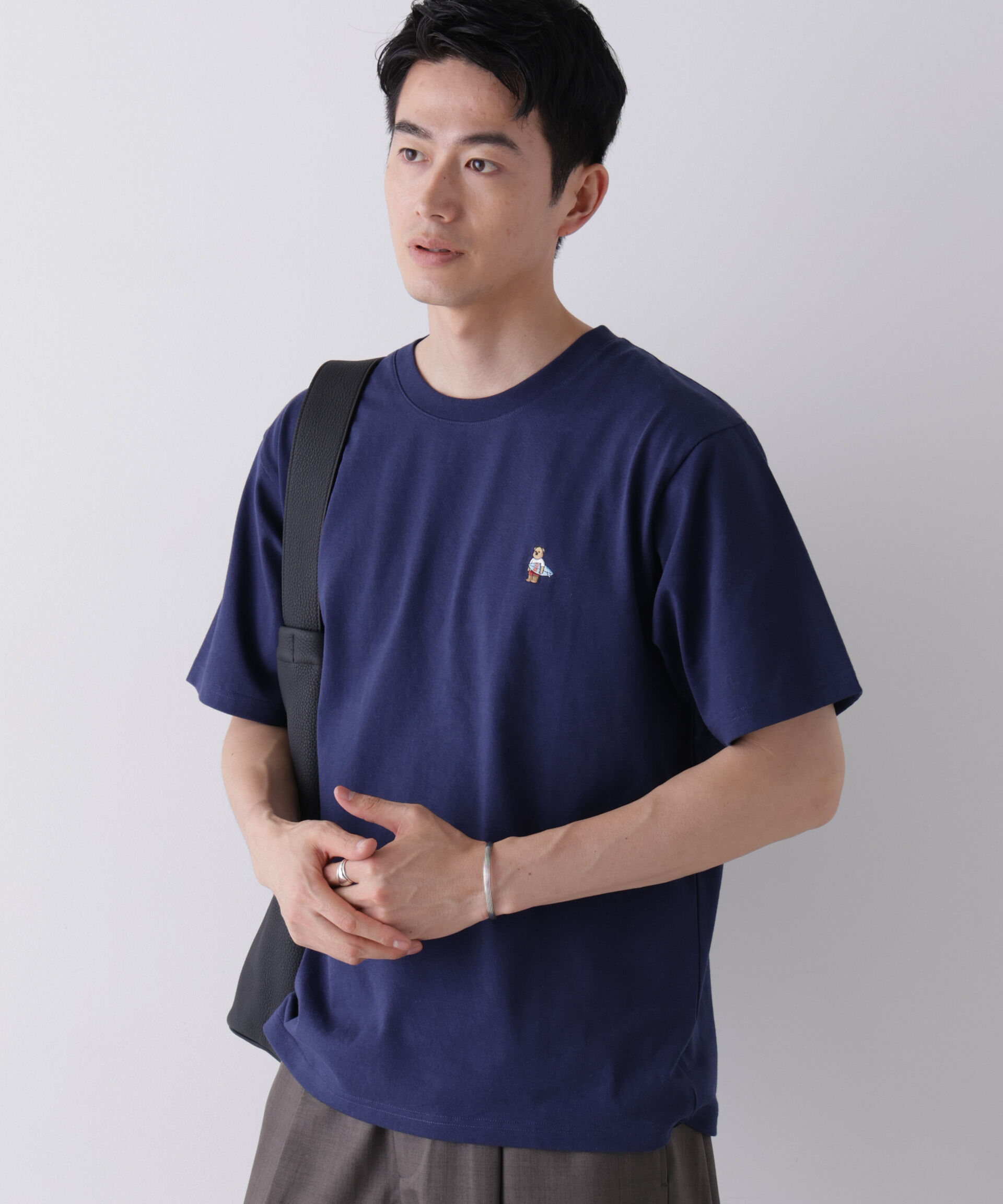 NANO universe「ナノベアCOOL Tシャツ 半袖2 サーフ」|Tシャツ・カットソー|ネイビー