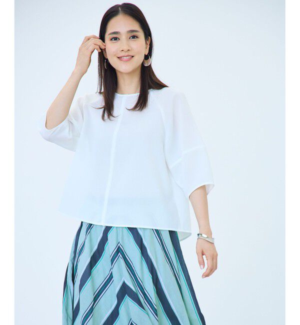 自由区「【カタログ掲載・人気素材・NEWデザイン】ラスティックメッシュラグランスリーブ ブラウス」|シャツ・ブラウス|