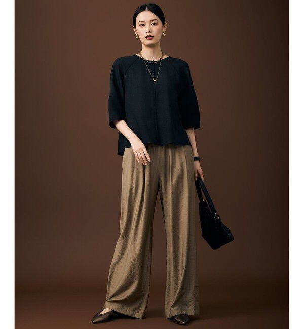 自由区「【カタログ掲載・人気素材・NEWデザイン】ラスティックメッシュラグランスリーブ ブラウス」|シャツ・ブラウス|
