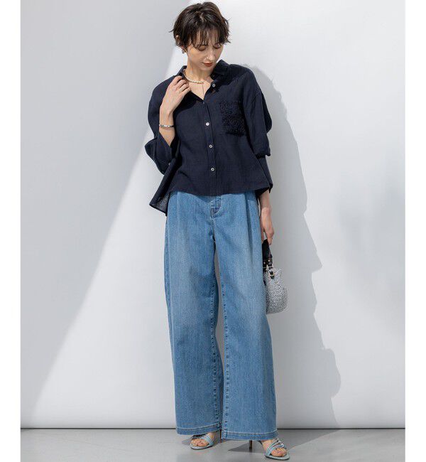 23区「【FUDGE掲載/接触冷感】23区DENIM サマー タック ワイド パンツ」|その他|