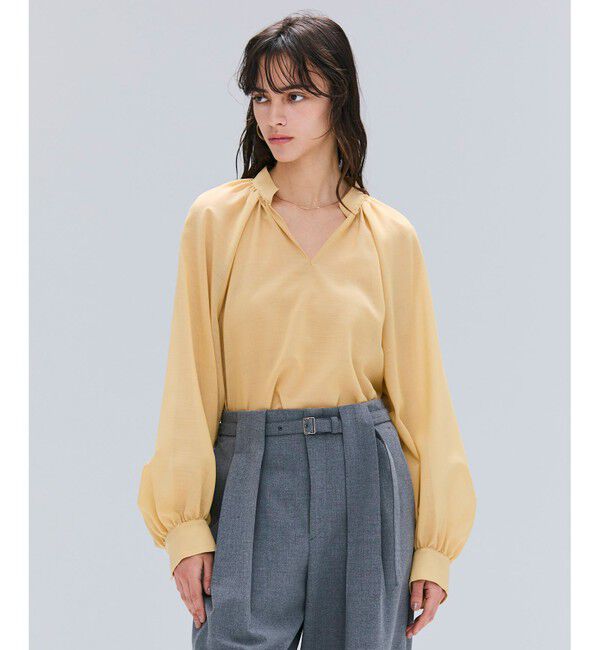 BEIGE,「【洗える】MOYE / シアーウールパフスリーブブラウス」|シャツ・ブラウス|Mustard