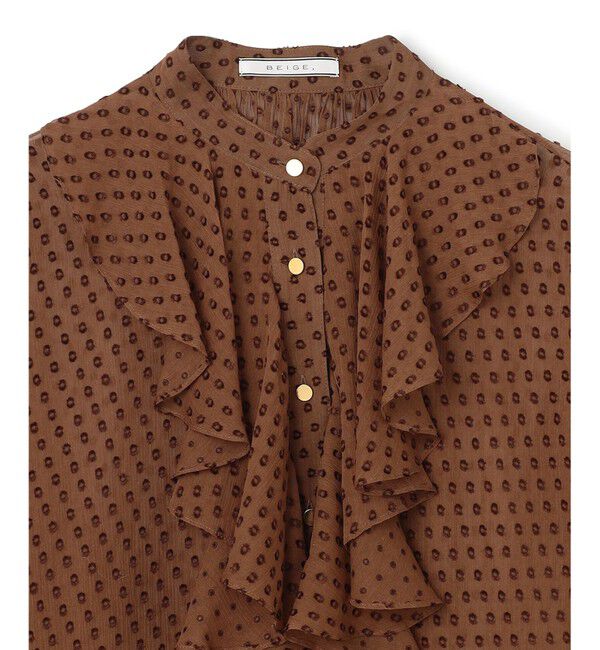 BEIGE,「CALLERRY / シルク混ドットラッフルブラウス」|シャツ・ブラウス|