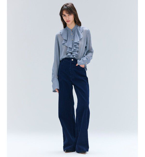 BEIGE,「CALLERRY / シルク混ドットラッフルブラウス」|シャツ・ブラウス|