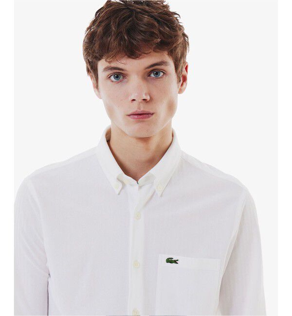 LACOSTE「ジャカードストライプボタンダウンジャージシャツ」|シャツ・ブラウス|