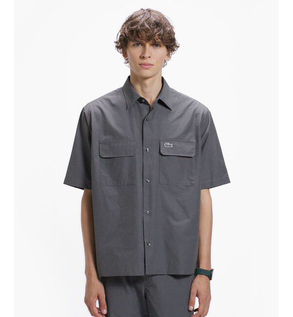 LACOSTE「ナイロンコットンツイルフラップポケットシャツ」|シャツ・ブラウス|チャコール