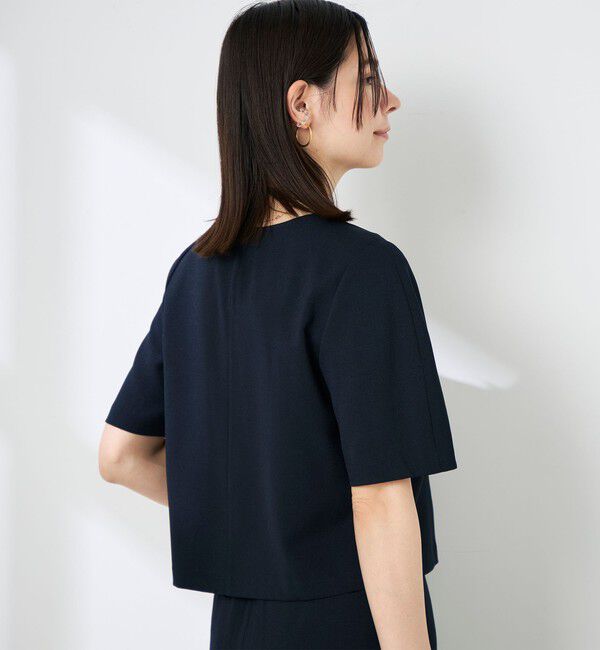 NOLLEY'S「《セットアップ対応》ウォッシャブル麻調5分袖ブラウス」|シャツ・ブラウス|