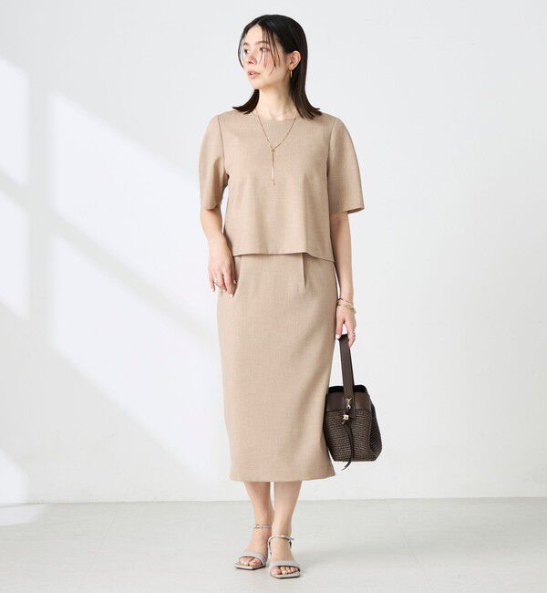 NOLLEY'S「《セットアップ対応》ウォッシャブル麻調5分袖ブラウス」|シャツ・ブラウス|