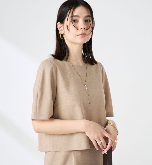 NOLLEY'S「《セットアップ対応》ウォッシャブル麻調5分袖ブラウス」|シャツ・ブラウス|
