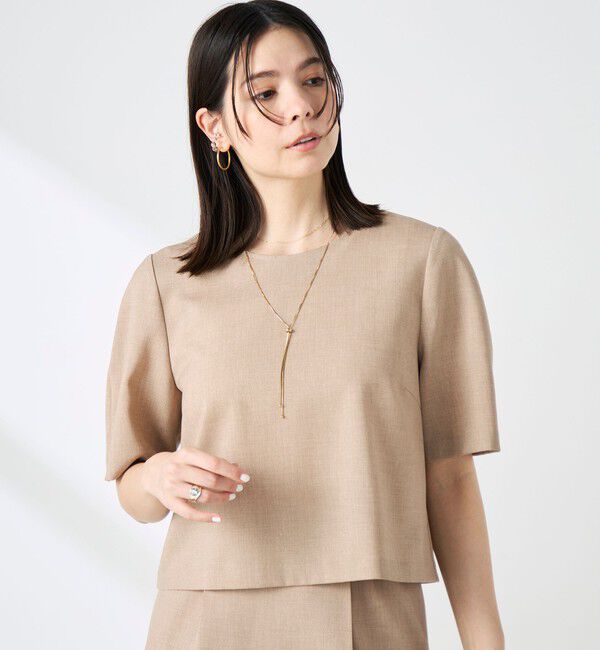 NOLLEY'S「《セットアップ対応》ウォッシャブル麻調5分袖ブラウス」|シャツ・ブラウス|