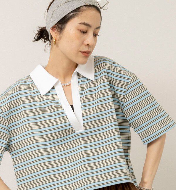 MAQWEL「【MAQWEL/マクウェル】ウォッシャブルマルチボーダースキッパープルオーバー」|ポロシャツ|