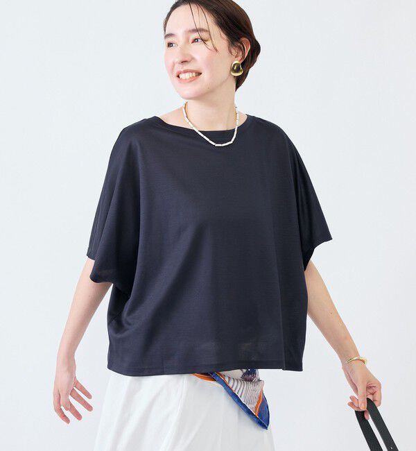 NOLLEY'S「《接触冷感》ウォッシャブルハリジェンヌケーププルオーバー」|Tシャツ・カットソー|ネイビー