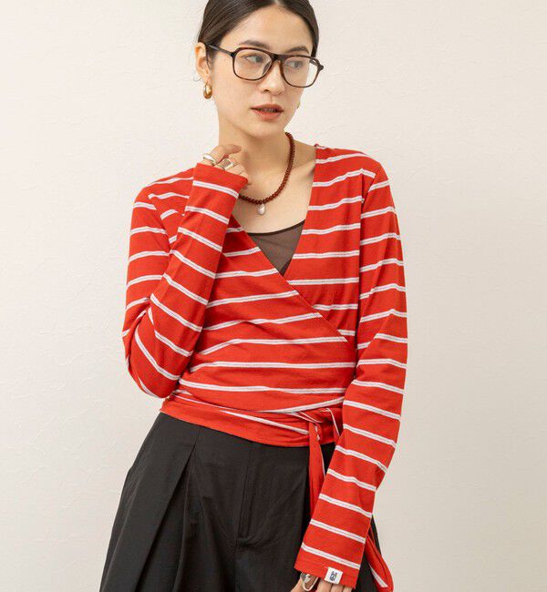 MAQWEL「【MAQWEL/マクウェル】コットンカシュクールカーディガン」|Tシャツ・カットソー|レッド