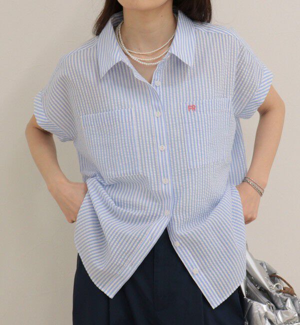 fredy emue「FR刺しゅうフレンチストライプシャツ」|シャツ・ブラウス|