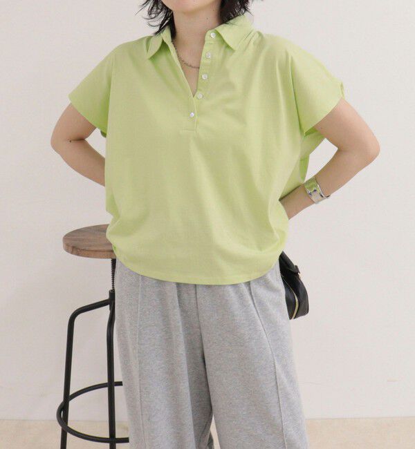 fredy emue「クロップドルーズポロ衿Tシャツ」|Tシャツ・カットソー|